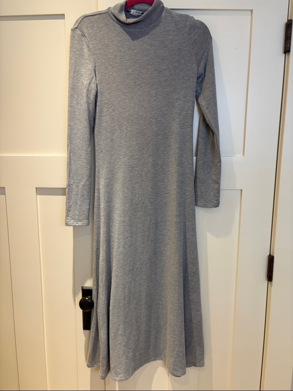 Zara Light Gray Long-Sleeve Turtleneck Midi Dress